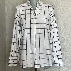 Lands End windowpane cotton blouse